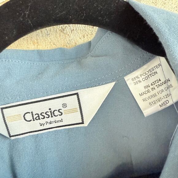 Vtg 80s Cable Knit Polo Sweater Light Blue Textured Pullover Grandpacore Mens M - Picture 6 of 8